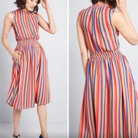 ModCloth Savor the Occasion Dress Stripe Large - Picture 1 of 9